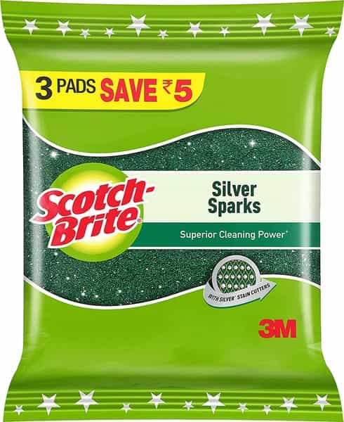 Scotch-Brite Silver Sparks Scrub Pad- Pack Of 3