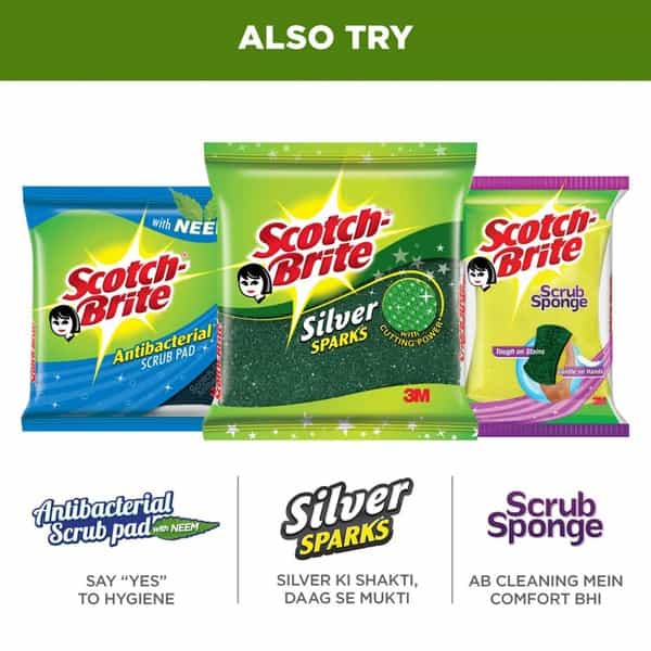 Scotch-Brite Silver Sparks Scrub Pad- Pack Of 3