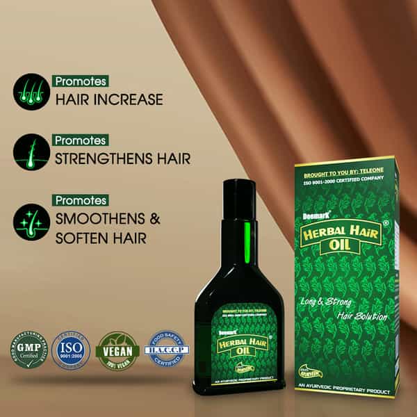 Deemark Herbal Hair Oil (120Mlx4) - Long & Strong Black Hair|Reduces Hair Fall Split-Ends & Damage