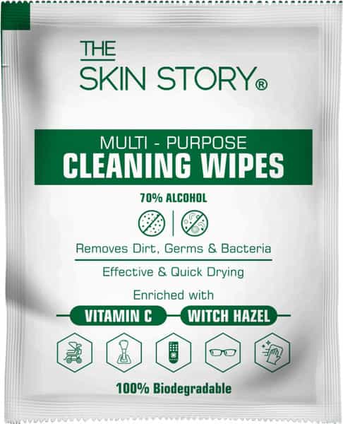The Skin Story Multi Purpose Cleaning Wipes - 70 % Alcohol Removes Dirts Germs - 30 Wipes