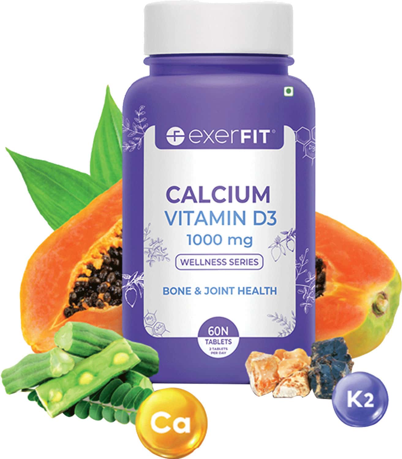 Exerfit Calcium D3 Bone & Joint Health Formula For Women And Men (60 Tablets)