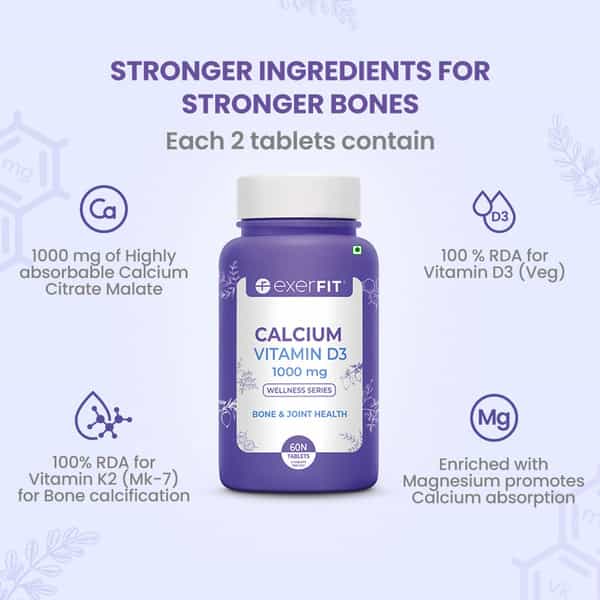 Exerfit Calcium D3 Bone & Joint Health Formula For Women And Men (60 Tablets)
