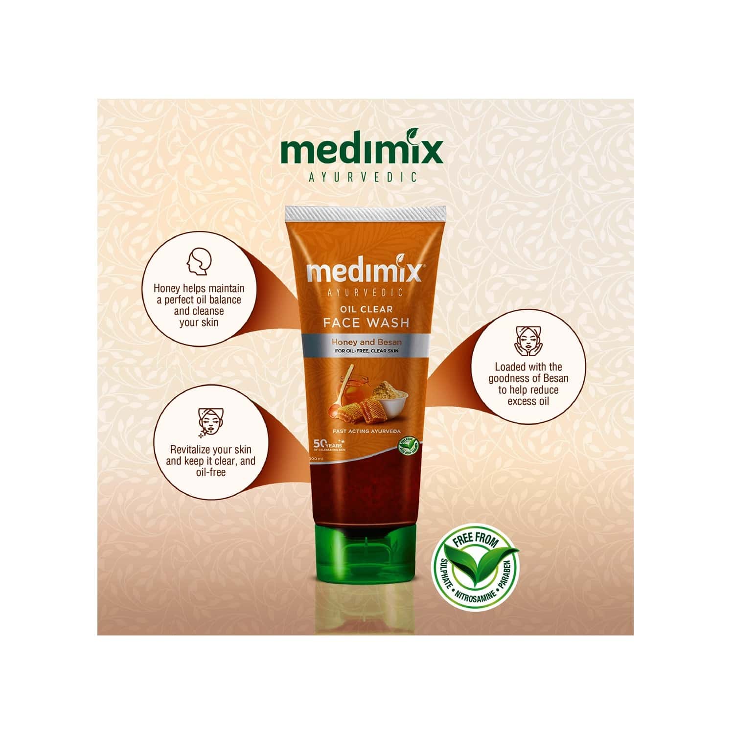 Buy MEDIMIX AYURVEDIC OIL CLEAR FACE WASH 50ML Online & Get Upto 60