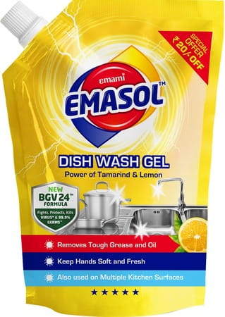 Emami Emasol Dish Wash Gel- Lemon - 900 Ml