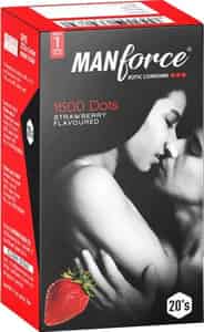 Manforce Xotic Condoms For Men With 1500 Dots | Pack Of 20 - Strawberry Flavoured