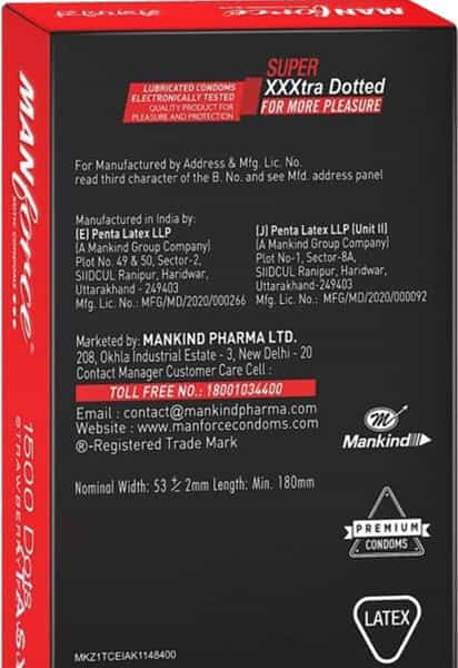 Manforce Xotic Condoms For Men With 1500 Dots | Pack Of 20 - Strawberry Flavoured