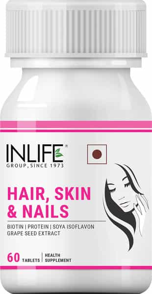 Inlife Hair Skin Nails Supplement With Biotin Vitamins Minerals Amino Acids For Men Women-60Tablets