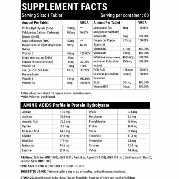 Inlife Hair Skin Nails Supplement With Biotin Vitamins Minerals Amino Acids For Men Women-60Tablets