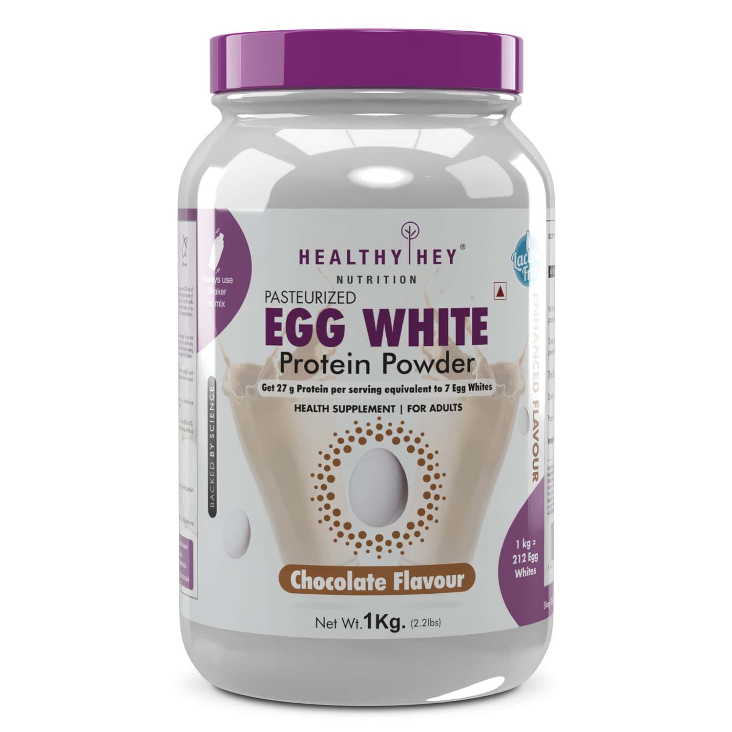 Healthyhey Nutrition Egg White Protein - Instant Mix- 80% Protein 1 Kg Chocolate