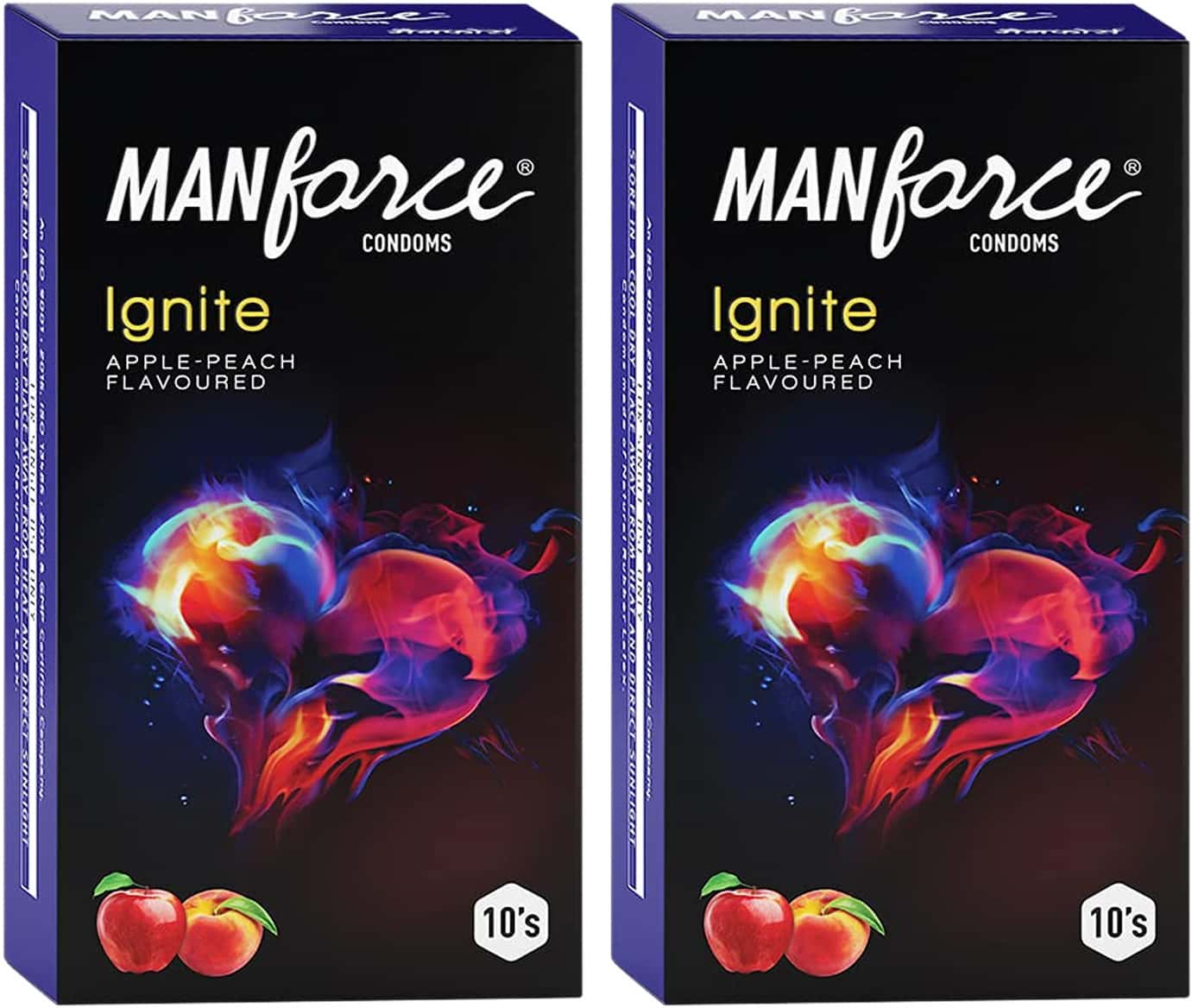Manforce Ignite Apple-Peach Flavoured Extra Dotted Box Of 10 Condoms
