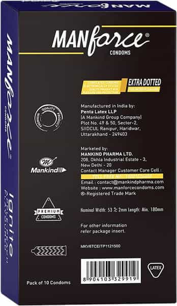 Manforce Ignite Apple-Peach Flavoured Extra Dotted Box Of 10 Condoms