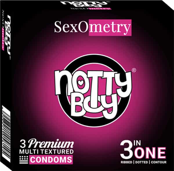 Nottyboy 3 In One - Ribbed Dotted Contoured Condoms 3