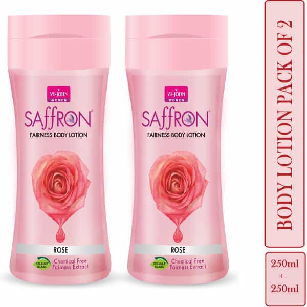 Vi-John Saffron Fliptop Rose Fairnes Body Lotion For Men & Women 250Ml Pack Of 2