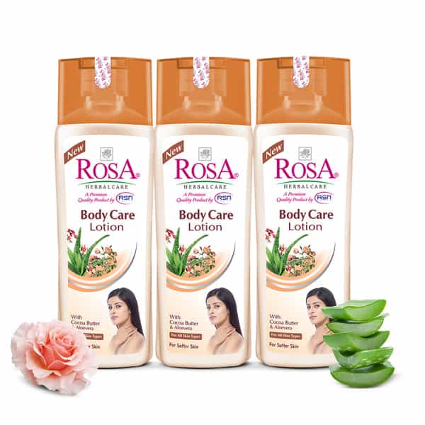 Rosa Body Care Lotion With Cocoa Butter & Vitamin- E L Non- Greasy Moisturising Lotion I 3*100Ml