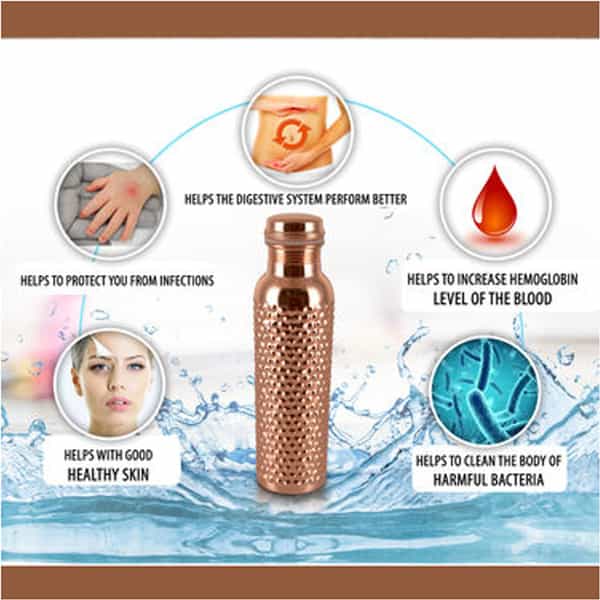 Ask Hammered Copper Water Bottle 1 Liter