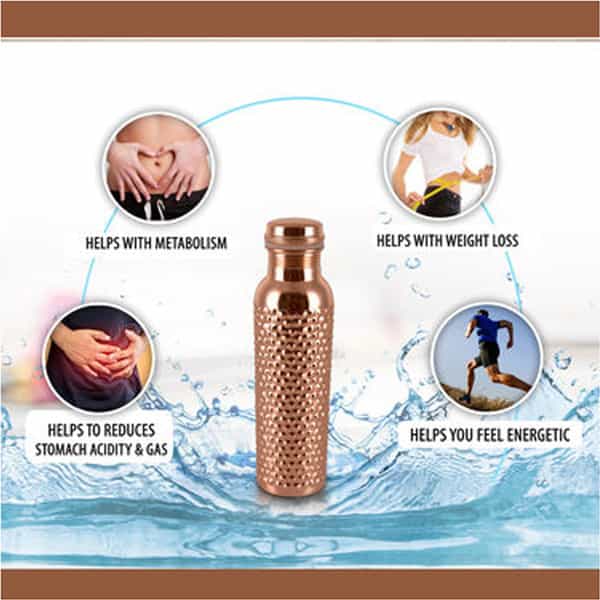 Ask Hammered Copper Water Bottle 1 Liter