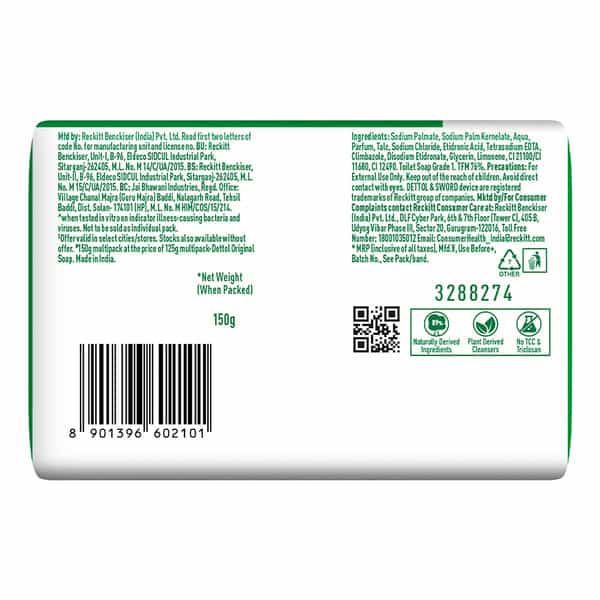 Dettol Original Germ Protection Bathing Soap Bar 150G Pack Of 5