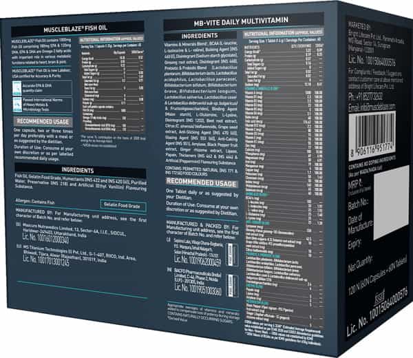 Muscleblaze Mb-Vite + Omega 3 Combo | 60 Tabs + 60 Caps | With Epa & Dha