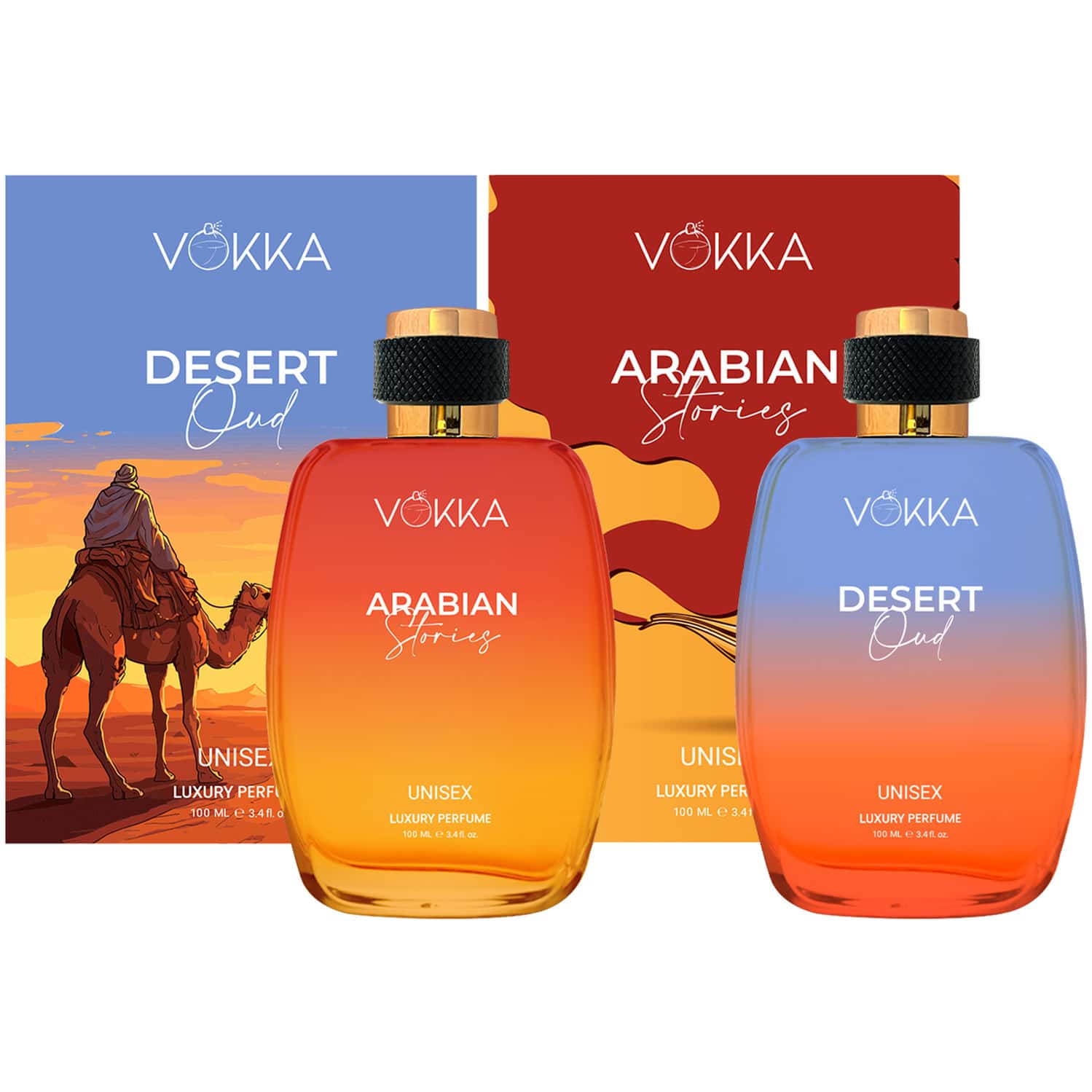 Vokka Desert Oud & Arabian Stories 200 Ml | 2 X 100ml Luxury Long Lasting Spicy Scent Eau De Parfum