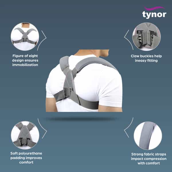 Tynor Clavicle Brace With Buckle Grey Child 1 Unit