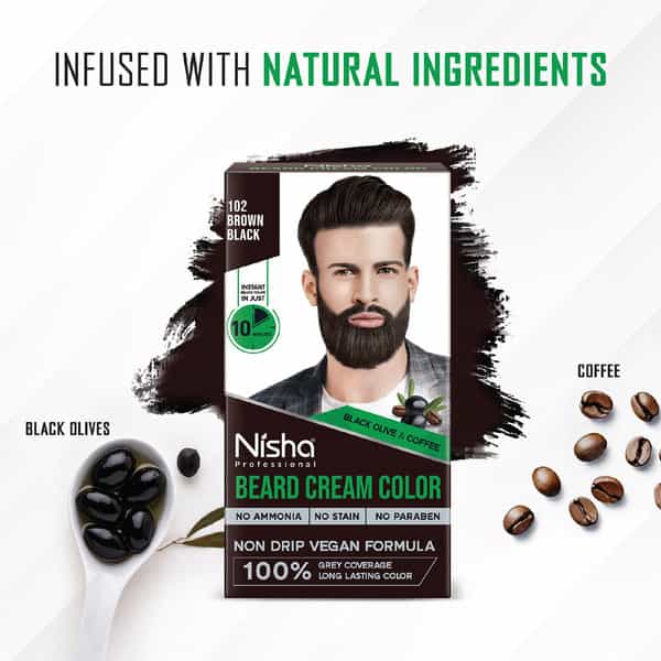Nisha Beard Colour For Men Black Brown 120G | Professional Beard Hair Colour | Ammonia Free
