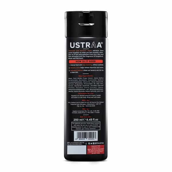 Ustraa Body Wash-Activated Charcoal 250 Ml