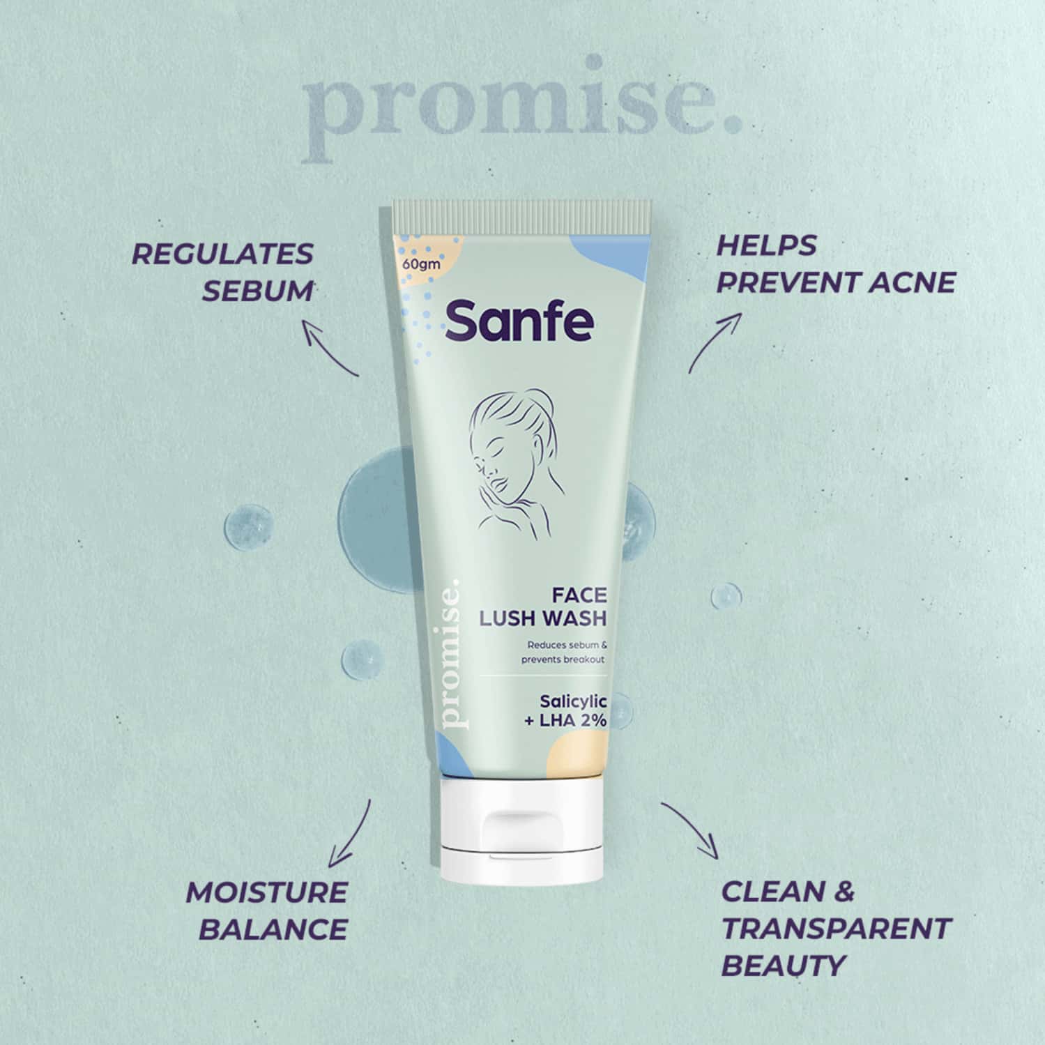Buy SANFE PROMISE SALICYLIC ACID FACE LUSH WASH FOR OILY ACNE PRONE