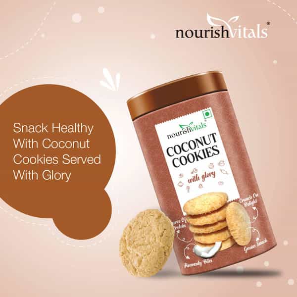 Nourishvitals Dark Chocochip Cookies + Cocount Cookies Crunchy Delights Genius Snack 120G Each