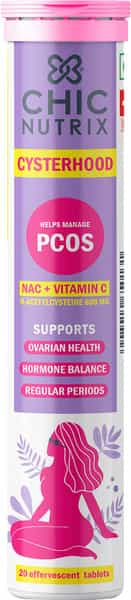 Chicnutrix Cysterhood - For Pcos Management 600Mg (Nac)& Vitaminc-1X(20 Effervescent Tablets)