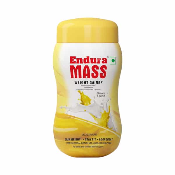 Endura Mass Weight Gainer Banana Flavour Jar Of 500Gm Powder With Free Shaker