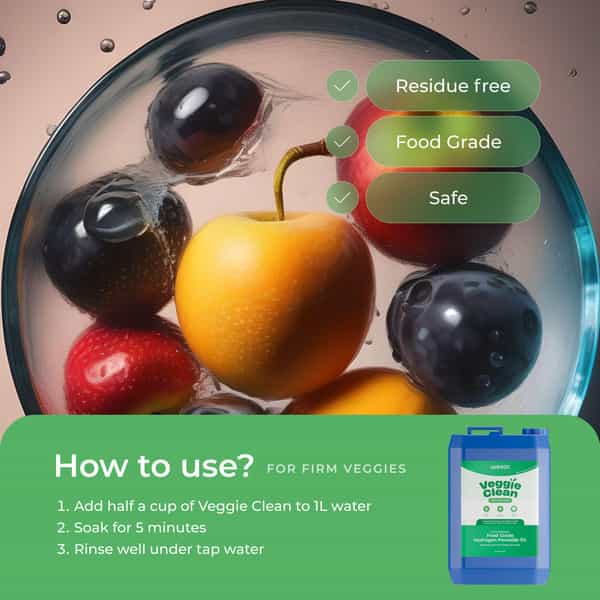 Wesol Food Grade Hydrogen Peroxide 3% Vegetable & Fruit Cleaner 5 Ltr