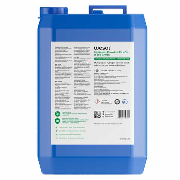 Wesol Food Grade Hydrogen Peroxide 3% Vegetable & Fruit Cleaner 5 Ltr