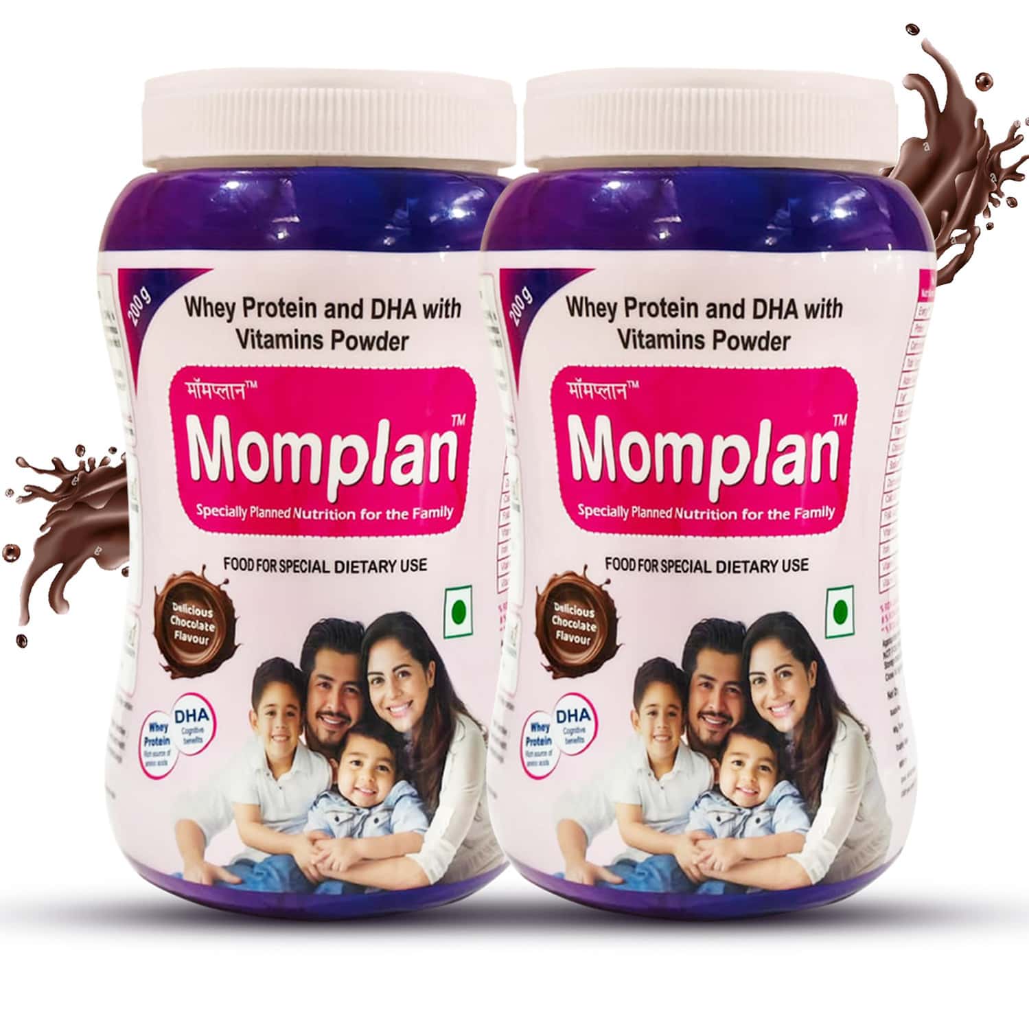 Momplan Family Nutrition Whey Protein Powder | 200 Gm X 2 Bottles