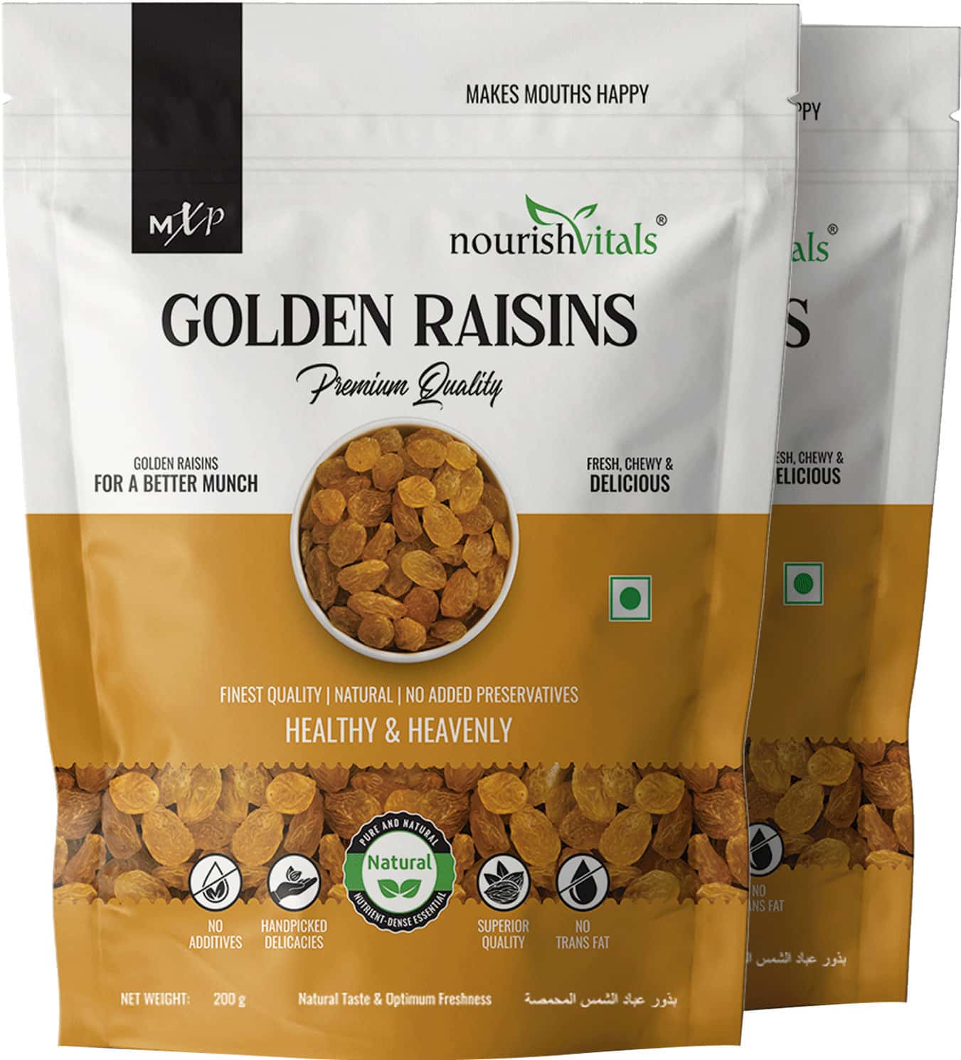 Nourishvitals Golden Raisins Premium Quality 200 G X Pack Of 2