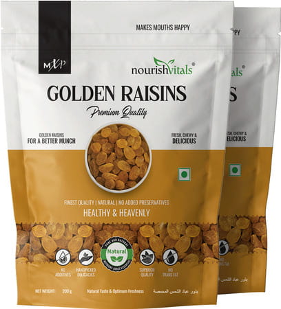 Nourishvitals Golden Raisins Premium Quality 200 G X Pack Of 2