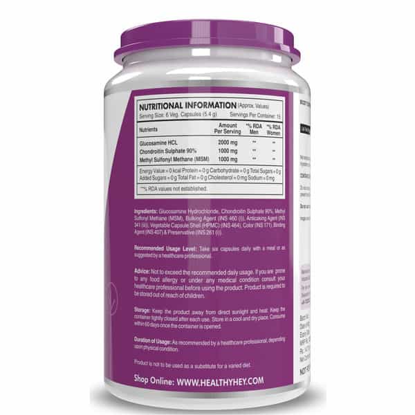 Healthyhey Double Strength Glucosamine Chondroitin And Msm For Cartilage 90 Caps