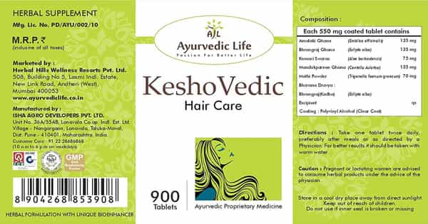Al-Ayurvedic Life Keshovedic - 900 Tablets Pack Of 4