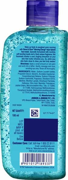 Clean & Clear Morning Energy Aqua Splash Face Wash Bottle Of 100 Ml