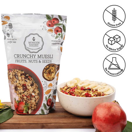 Monsoon Harvest Crunchy Muesli Fruit Nuts And Seeds 200g Pouch
