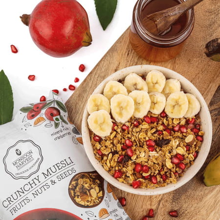 Monsoon Harvest Crunchy Muesli Fruit Nuts And Seeds 200g Pouch