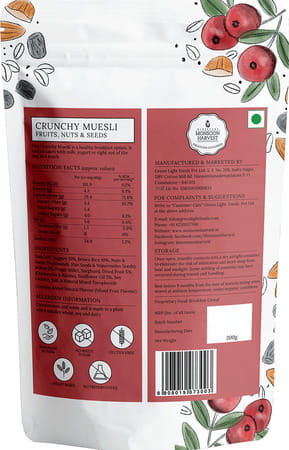 Monsoon Harvest Crunchy Muesli Fruit Nuts And Seeds 200g Pouch
