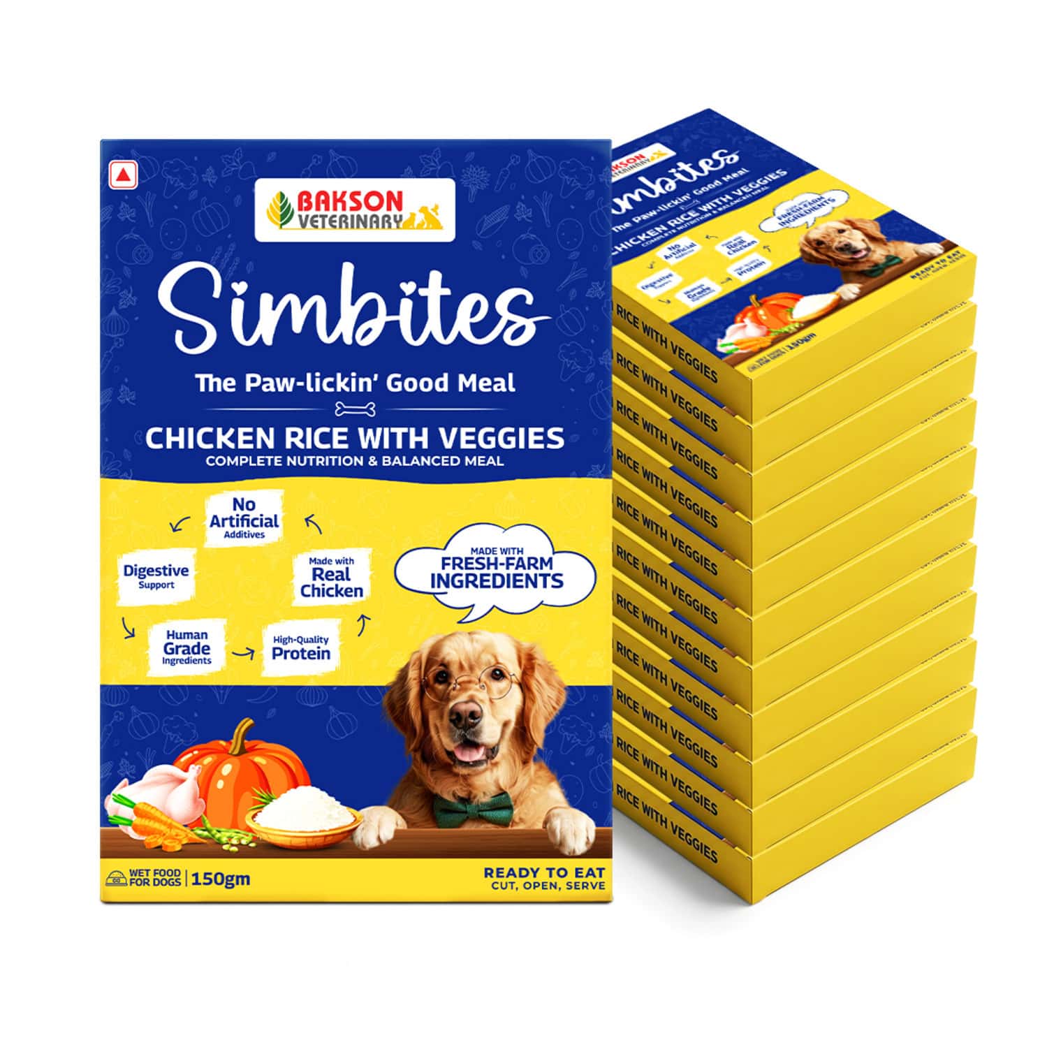 Bakson Veterinary Simbites Chicken Rice With Veggies Wet Food For Dogs 150 Gm (Pack Of 12)