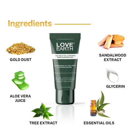 Love Earth 24k Gold Oil Control Moisturizing Gel With Aloe Vera & Sandalwood Extract 50gm