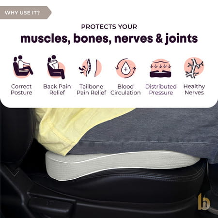 Betterhood Grey Memory Foam Ergonomic Seat Cushion For Car