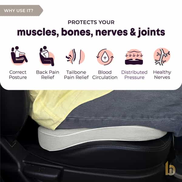 Betterhood Grey Memory Foam Ergonomic Seat Cushion For Car