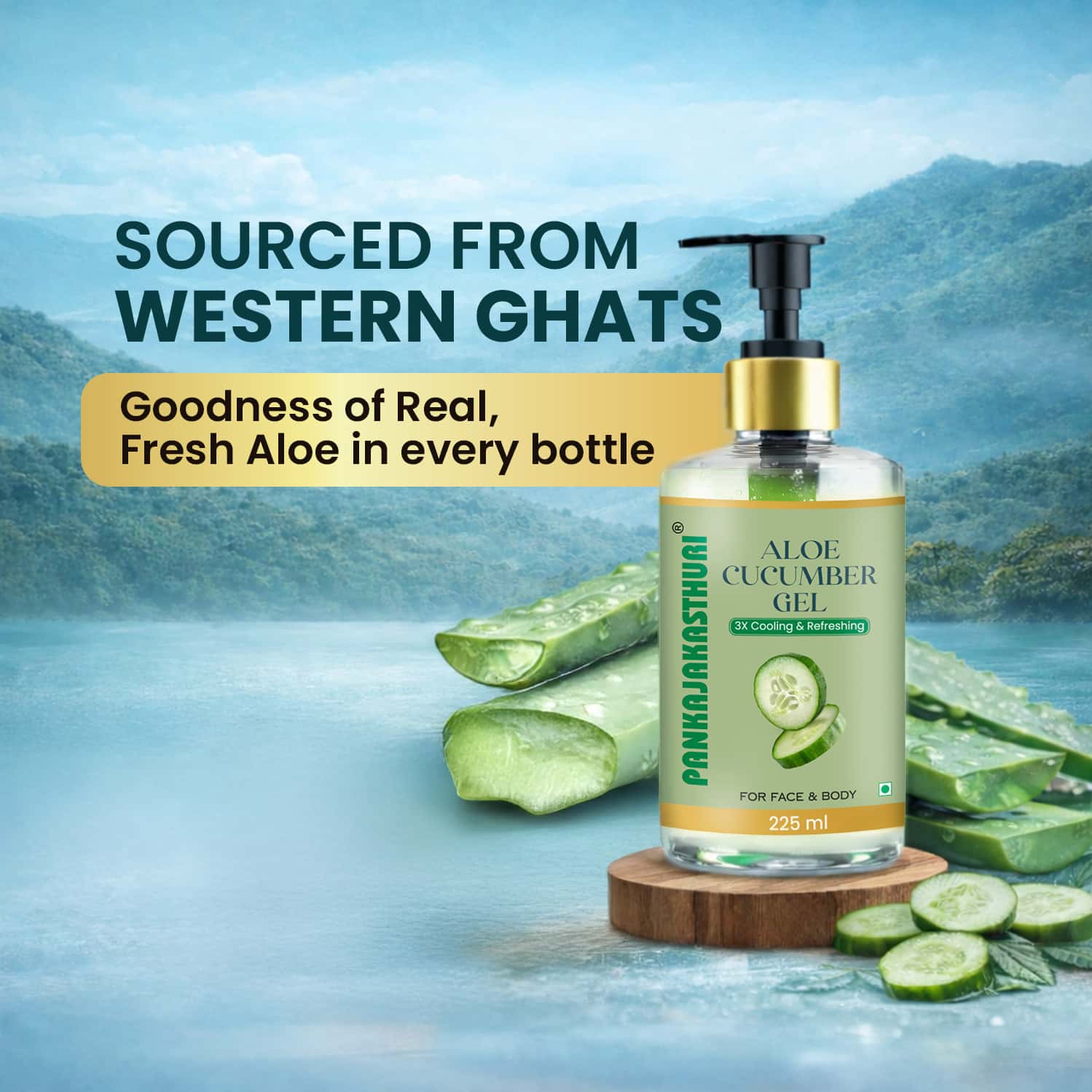 Pankajakasthuri Aloe Cucumber Gel 225 Ml