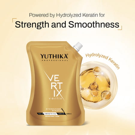 Yuthika Professional Vertix Hydrolyzed Keratin Hair Smoothing Cream For Resistant Hair 500ml