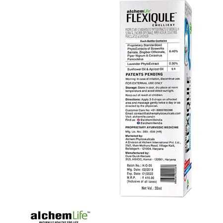 Alchemlife Flexiqule Emollient Natural Care For Joint Stiffness & Pain - 30ml