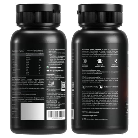 Nutrabay Pro Potent Caffeine 200Mg Tablet | Natural Stimulant For Energy, Endurance & Focus, 60 Nos