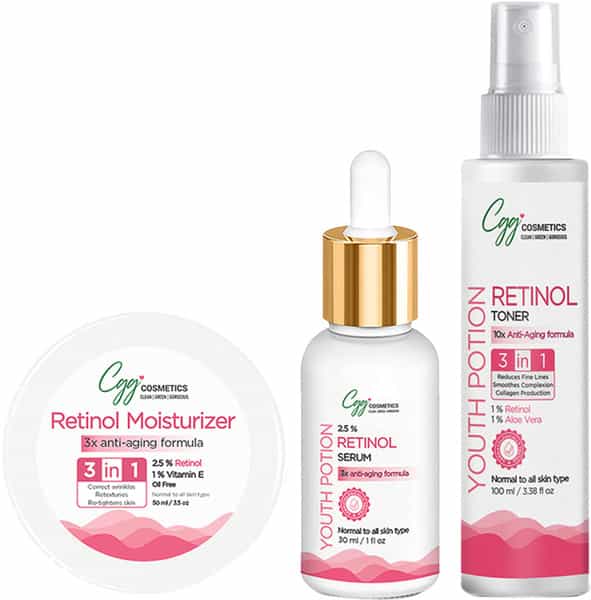 Cgg Cosmetics Ratinol Serum 30Ml | Moisturizer 50Ml | Toner 100Ml Combo Packs